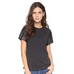 Vince leather sleeve shirt